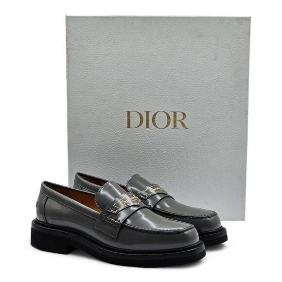 Dior Boy Loafers Shoes - Brushed Calfskin Leather - Gray - 36 (6 US) NWB $1120 - Picture 1 of 11